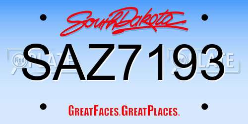 SAZ7193 South Dakota License Plate