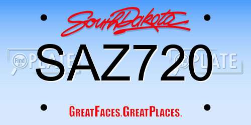 SAZ720 South Dakota License Plate