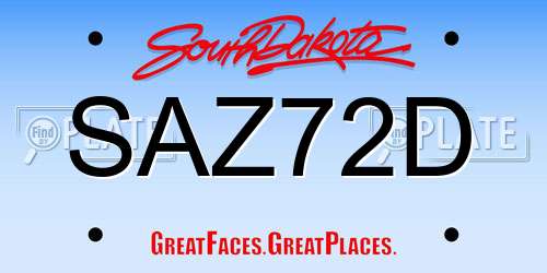 SAZ72D South Dakota License Plate