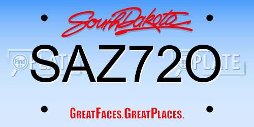 SAZ72O South Dakota License Plate