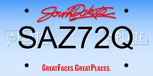 SAZ72Q South Dakota License Plate