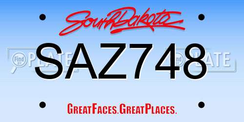 SAZ748 South Dakota License Plate