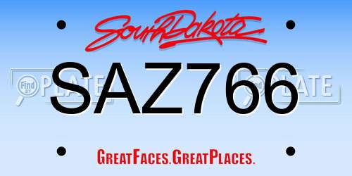 SAZ766 South Dakota License Plate