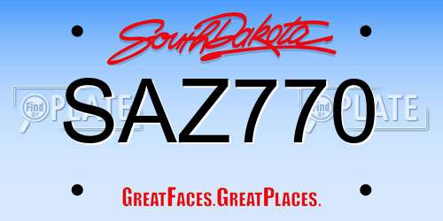 SAZ770 South Dakota License Plate