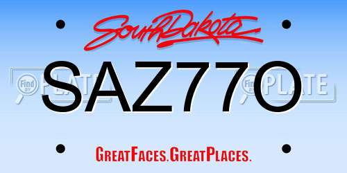 SAZ77O South Dakota License Plate