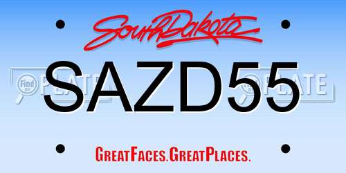 SAZD55 South Dakota License Plate