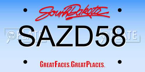 SAZD58 South Dakota License Plate