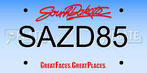 SAZD85 South Dakota License Plate