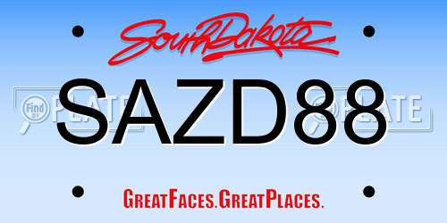 SAZD88 South Dakota License Plate