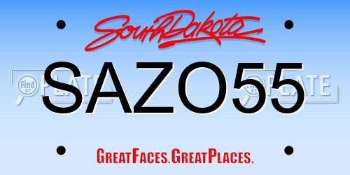 SAZO55 South Dakota License Plate