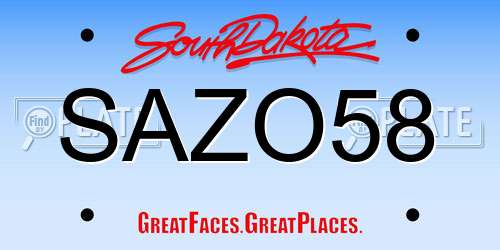 SAZO58 South Dakota License Plate