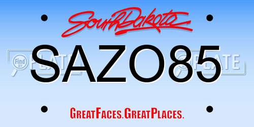 SAZO85 South Dakota License Plate