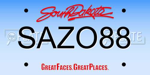 SAZO88 South Dakota License Plate