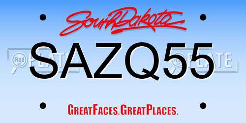 SAZQ55 South Dakota License Plate