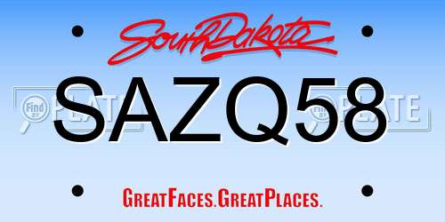SAZQ58 South Dakota License Plate