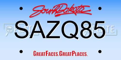 SAZQ85 South Dakota License Plate