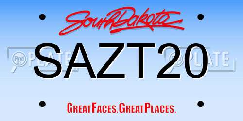 SAZT20 South Dakota License Plate