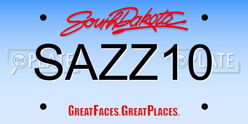 SAZZ10 South Dakota License Plate