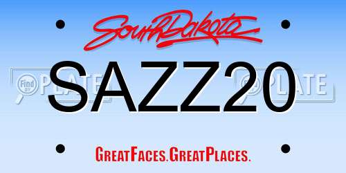 SAZZ20 South Dakota License Plate