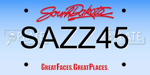 SAZZ45 South Dakota License Plate