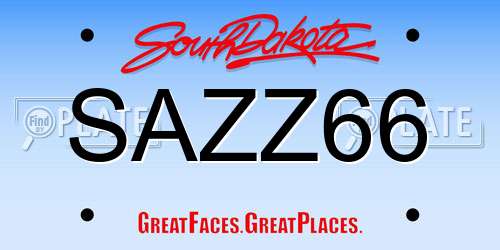 SAZZ66 South Dakota License Plate