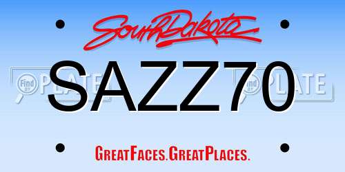 SAZZ70 South Dakota License Plate