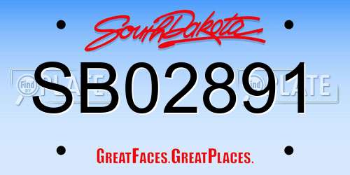 SB02891 South Dakota License Plate