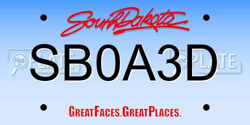 SB0A3D South Dakota License Plate