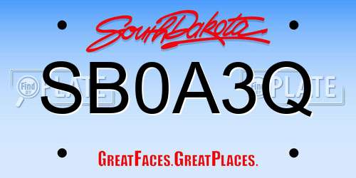 SB0A3Q South Dakota License Plate