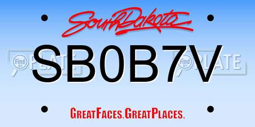SB0B7V South Dakota License Plate