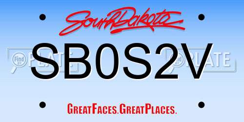 SB0S2V South Dakota License Plate