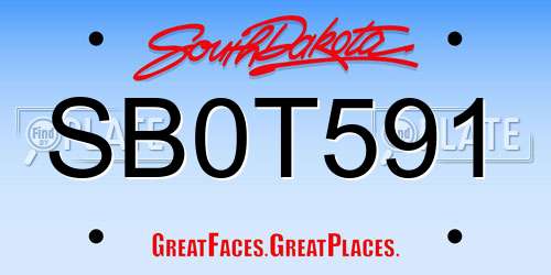 SB0T591 South Dakota License Plate