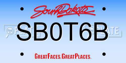 SB0T6B South Dakota License Plate