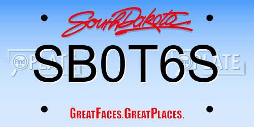 SB0T6S South Dakota License Plate