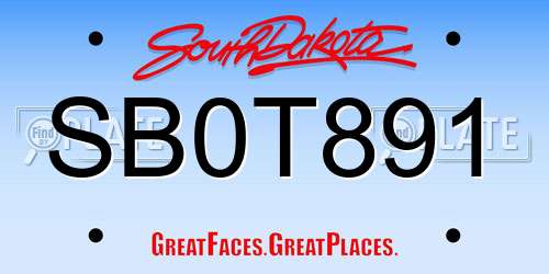 SB0T891 South Dakota License Plate