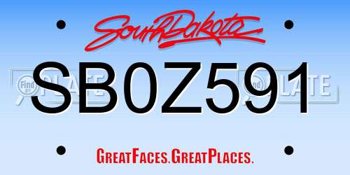 SB0Z591 South Dakota License Plate