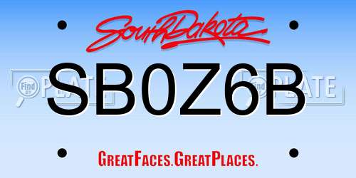 SB0Z6B South Dakota License Plate
