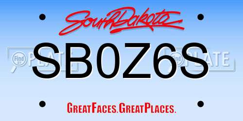 SB0Z6S South Dakota License Plate