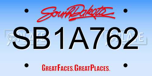 SB1A762 South Dakota License Plate