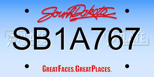 SB1A767 South Dakota License Plate