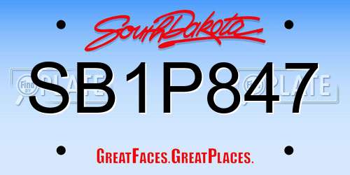 SB1P847 South Dakota License Plate