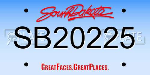 SB20225 South Dakota License Plate