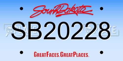 SB20228 South Dakota License Plate
