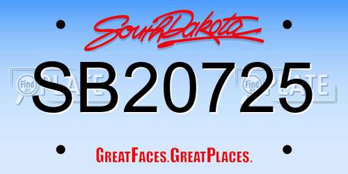 SB20725 South Dakota License Plate