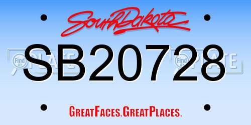 SB20728 South Dakota License Plate