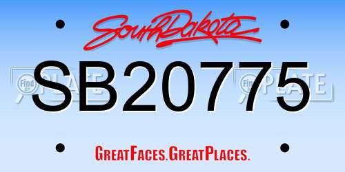 SB20775 South Dakota License Plate