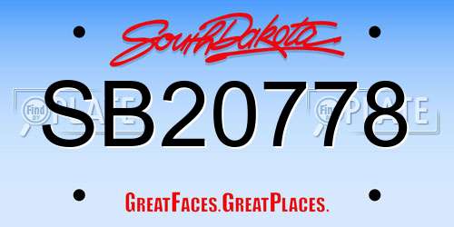 SB20778 South Dakota License Plate