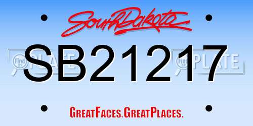 SB21217 South Dakota License Plate
