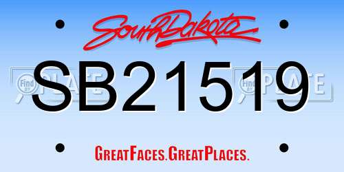 SB21519 South Dakota License Plate