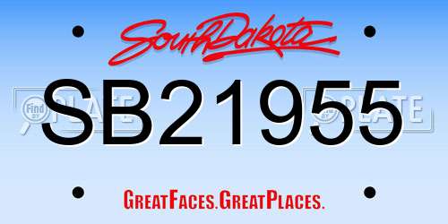 SB21955 South Dakota License Plate